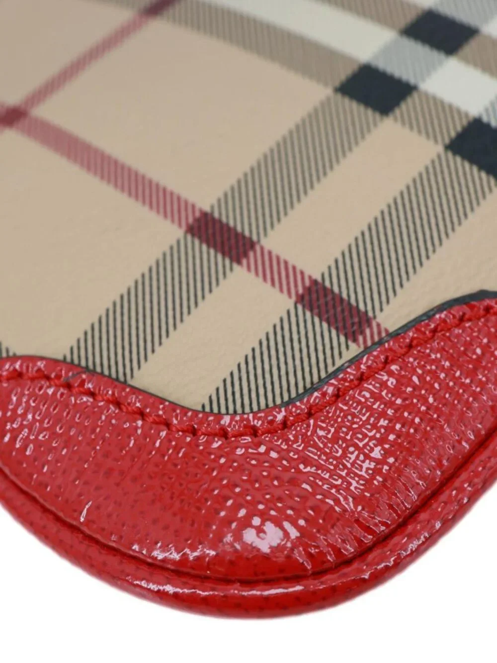 Burberry Peyton Small Haymarket Check Canvas Crossbody Clutch Military Red